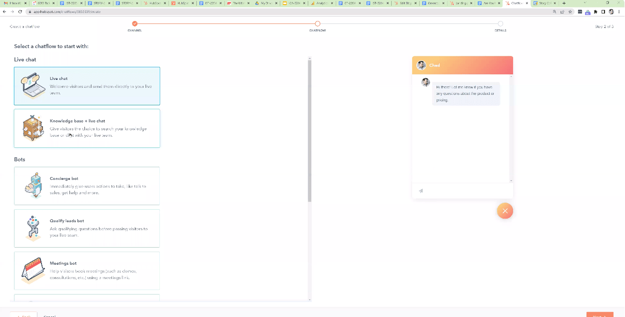 chat flows in HubSpot
